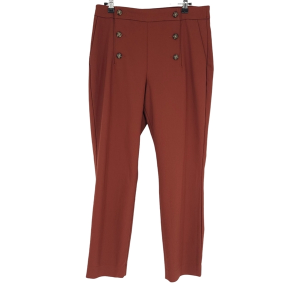 Express Slim Ankle Sailor Dress Pants Terracotta Brown Red High Rise Stretch 10 - Picture 1 of 7